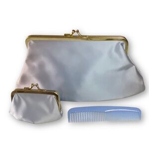 Walton Antique Satin Clutch Coin Purse Comb Set Sunkissed Blue Lilac Ombre